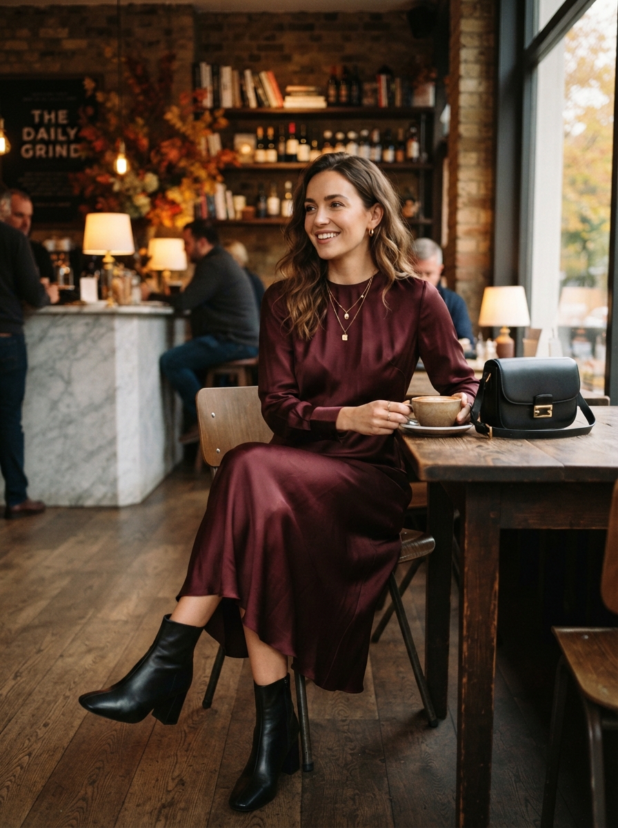 Burgundy Satin Dresses