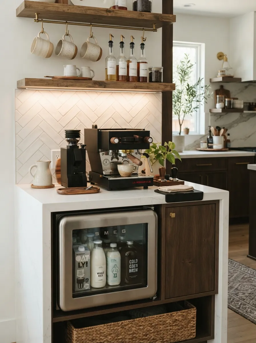 Coffee Bar with Mini Fridge