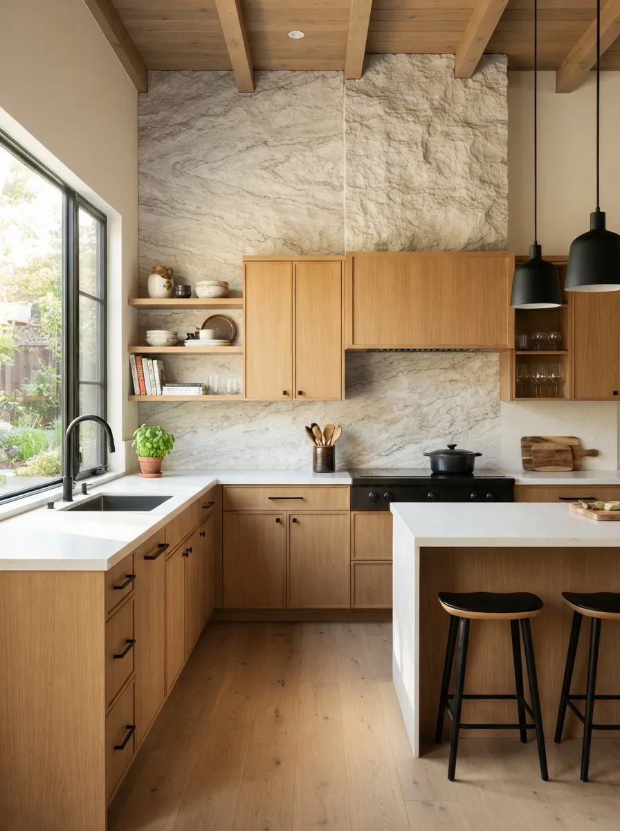 Textured Stone Backsplash