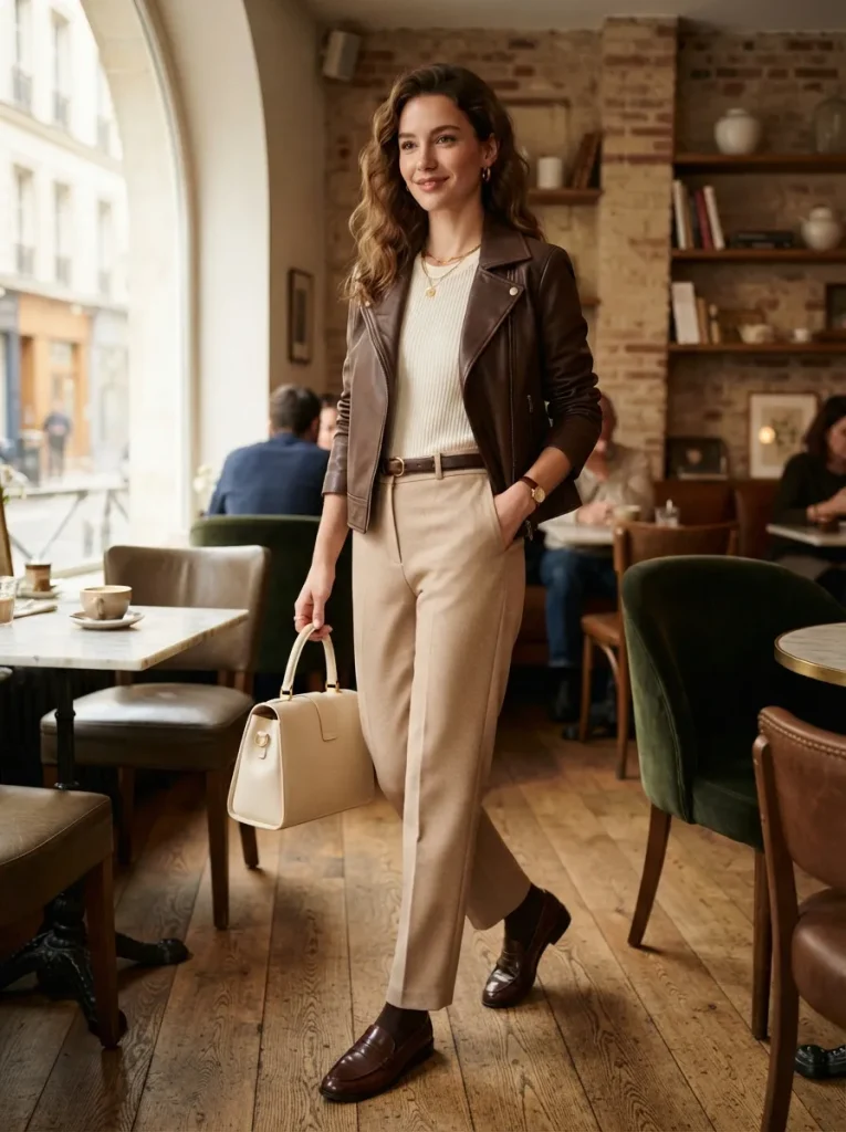 Beige Trousers Loafers