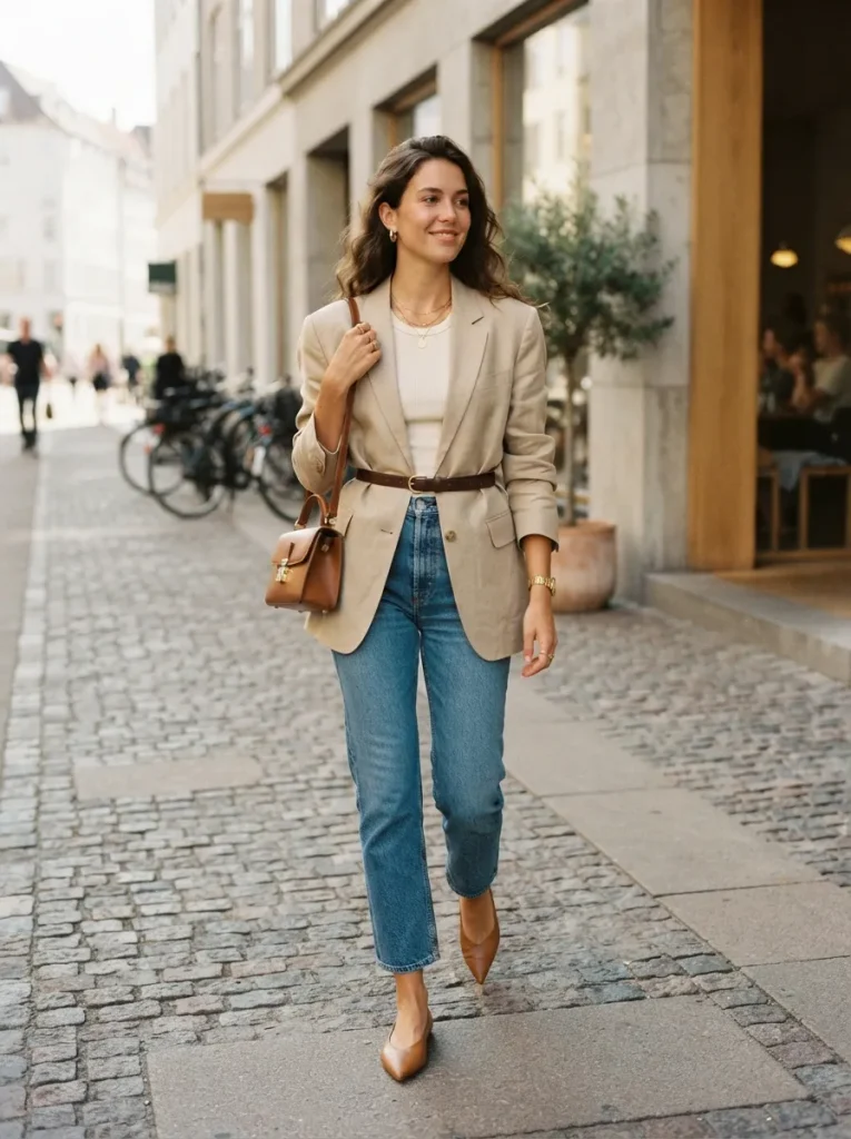 Belted Blazer Denim