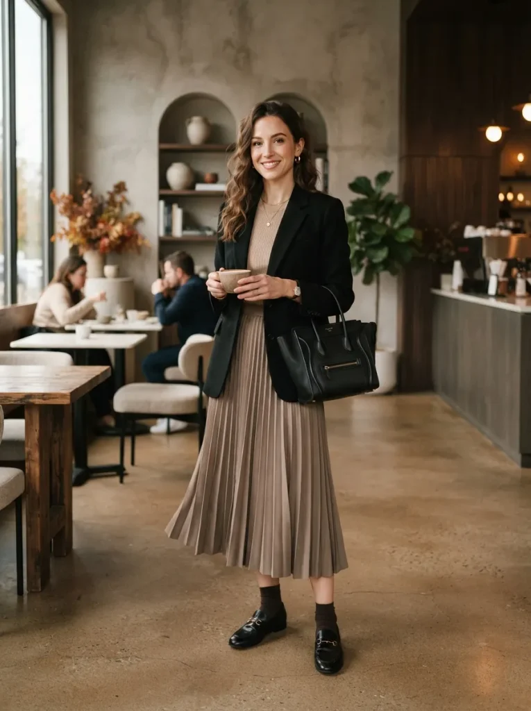 Black Blazer Midi Skirt