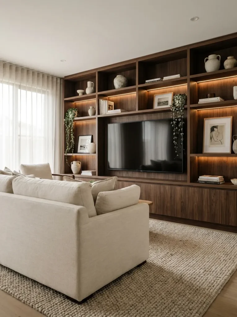 Built-In Wood Shelving