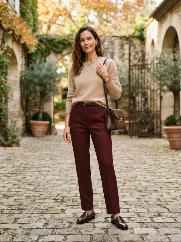 Burgundy Trousers Knit
