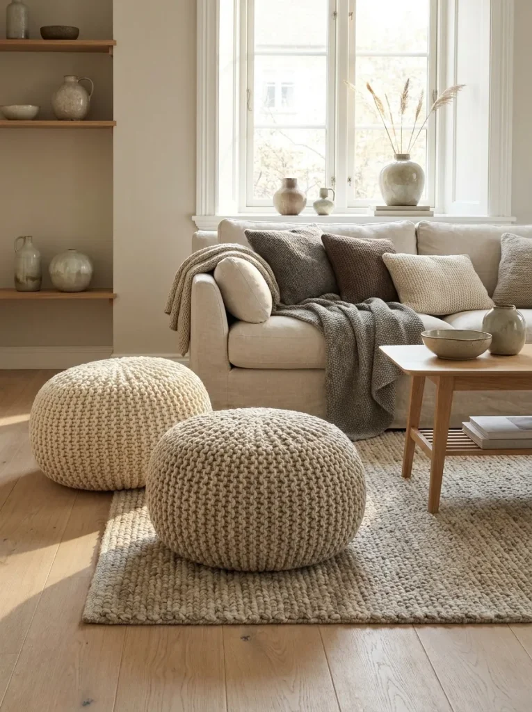 Chunky Knit Poufs
