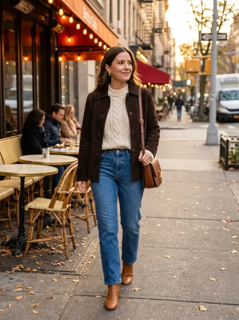 Cream Sweater Blue Jeans