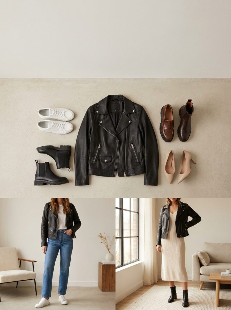 What Shoes to Wear with a Leather Jacket Outfit