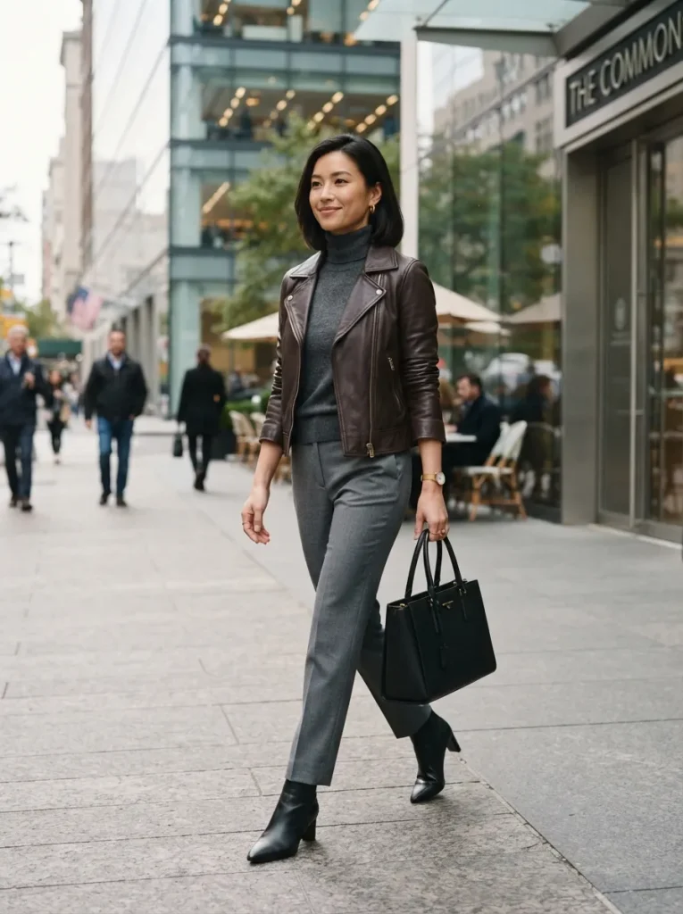 Gray Turtleneck Trousers