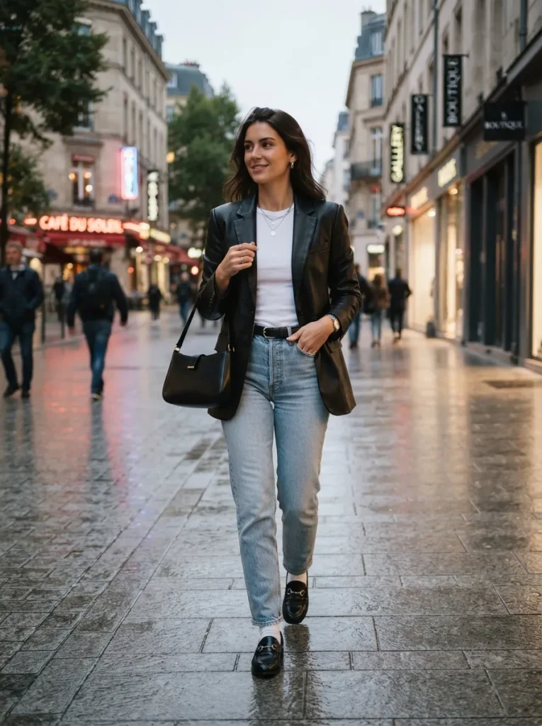 Leather Blazer Jeans