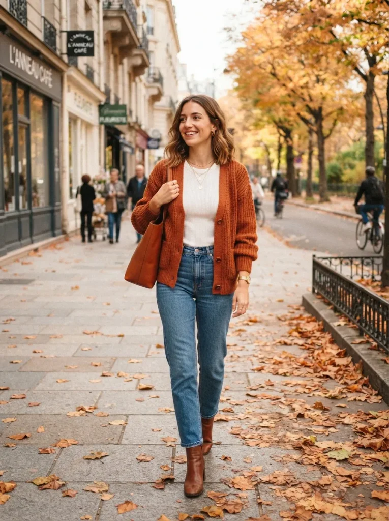 Rust Cardigan Jeans