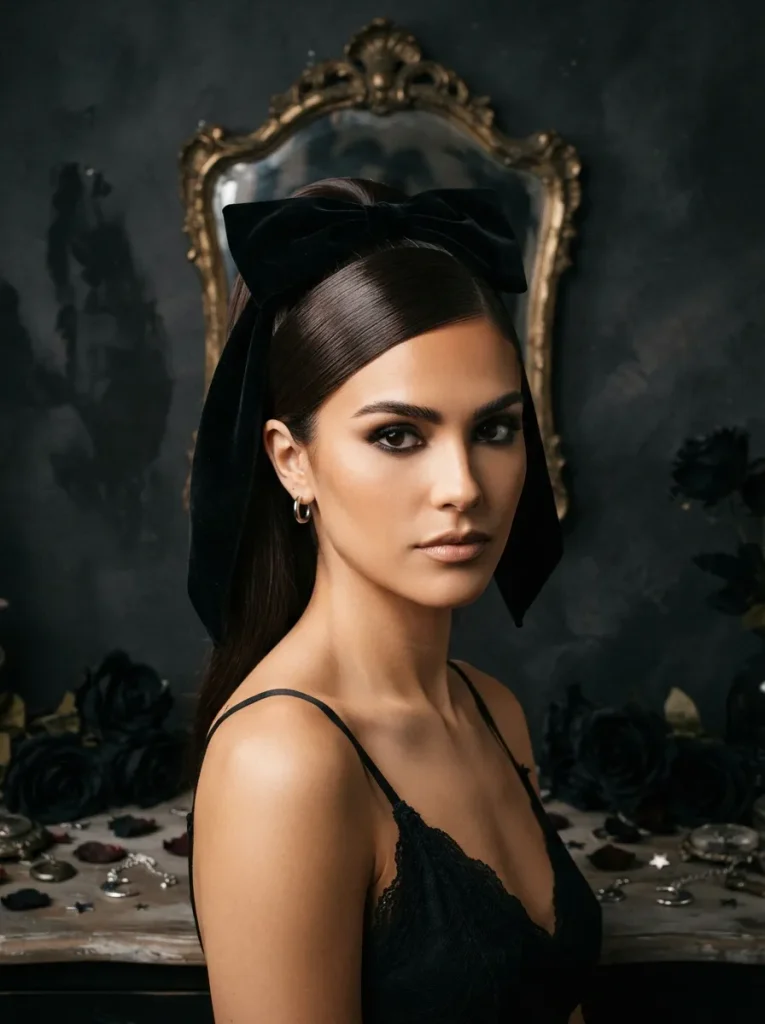 Black Bow Ponytail