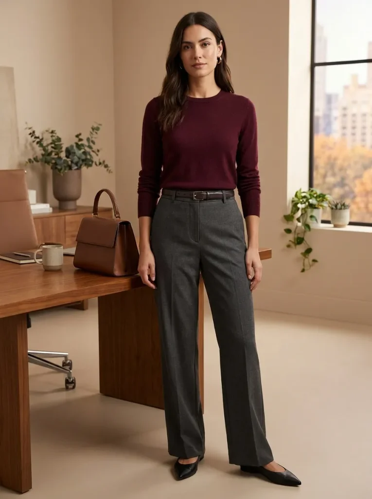 Burgundy Knit Trousers