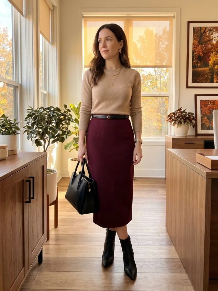 Burgundy Pencil Skirt