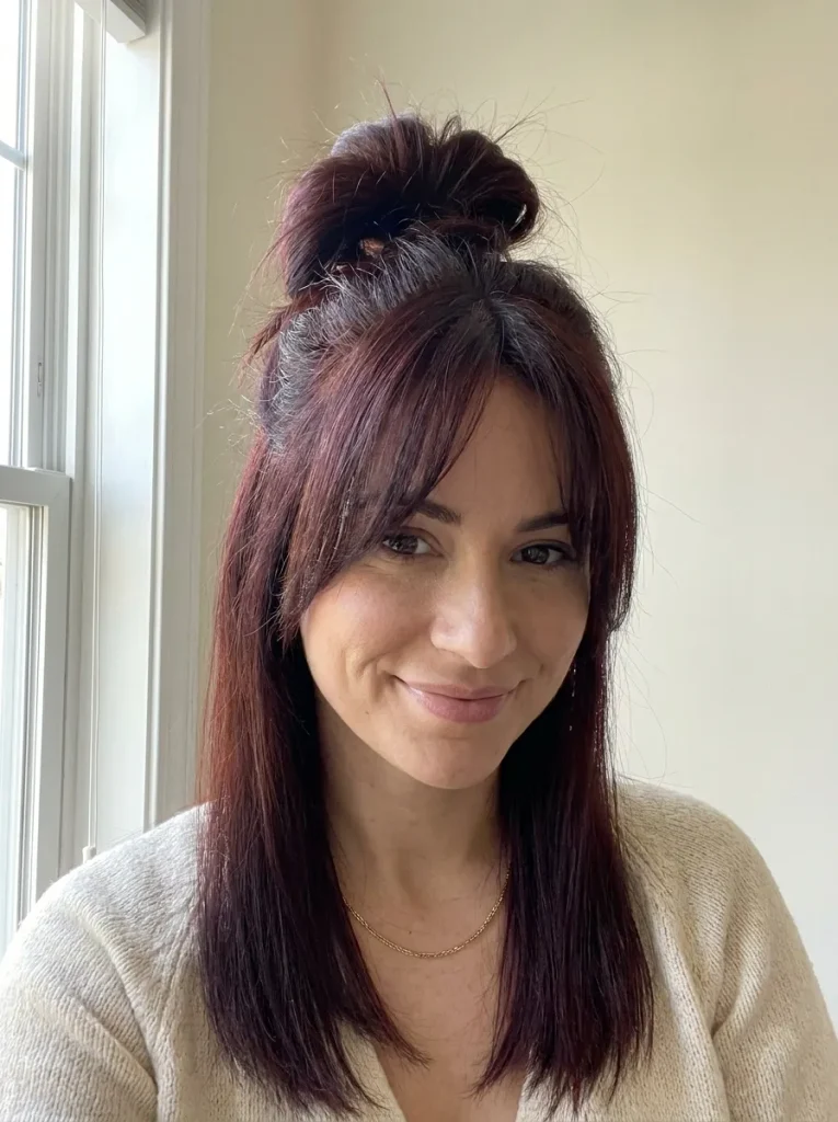 Messy Bun with Bangs