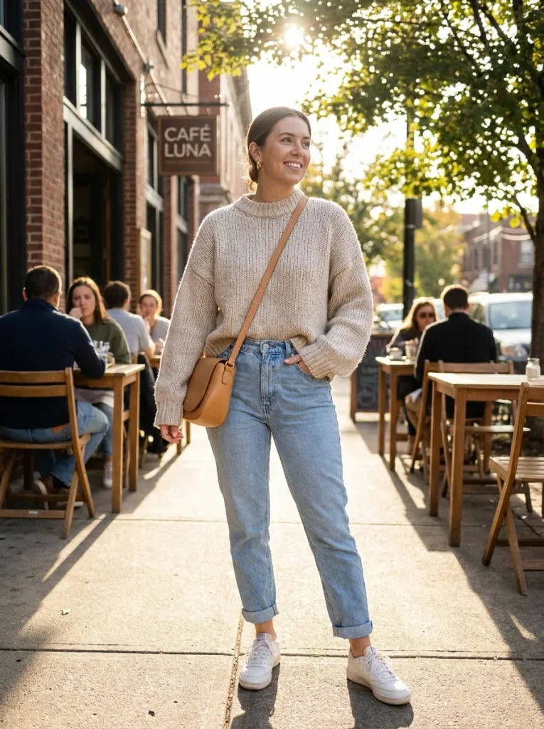 Oversized Sweater Mom Jeans