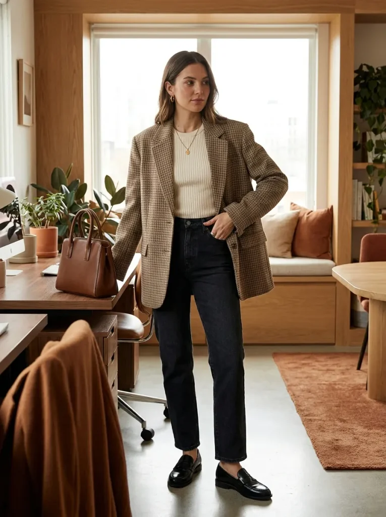 Plaid Blazer Denim