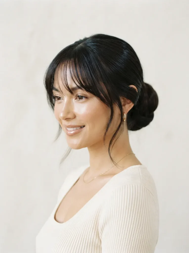 Sleek Low Bun Fringe