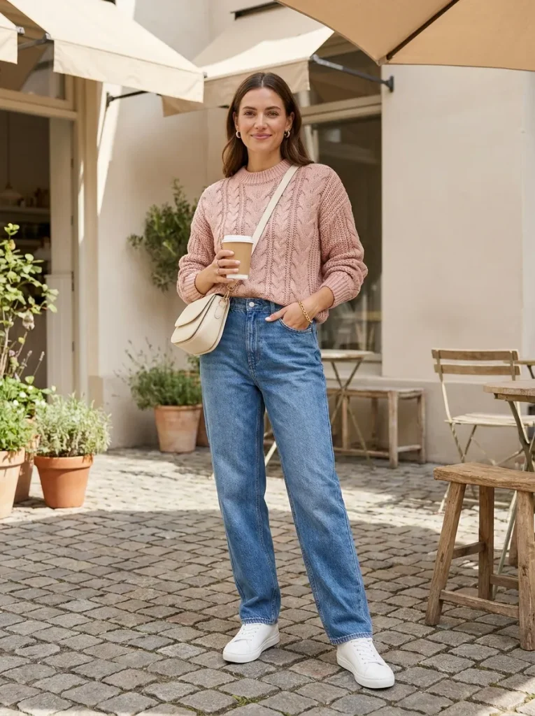 Soft Pink Sweater Jeans