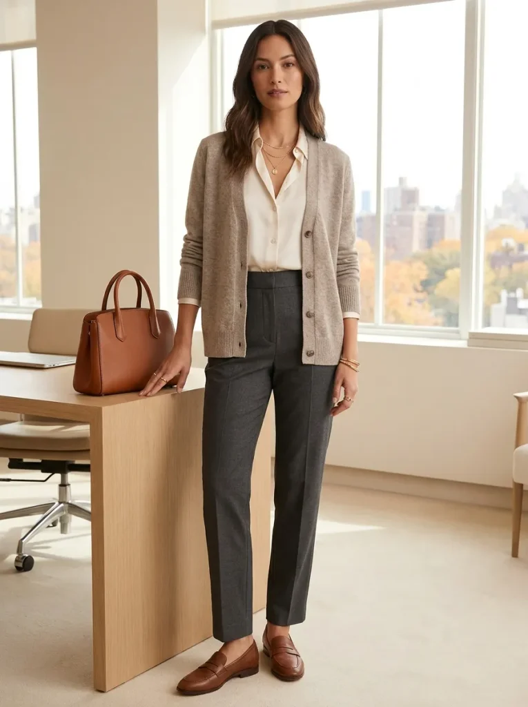 Taupe Cardigan Trousers