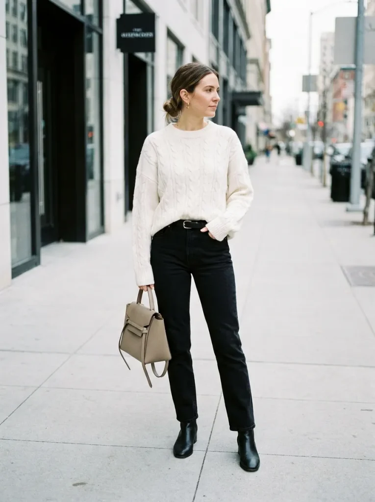 White Sweater Black Jeans