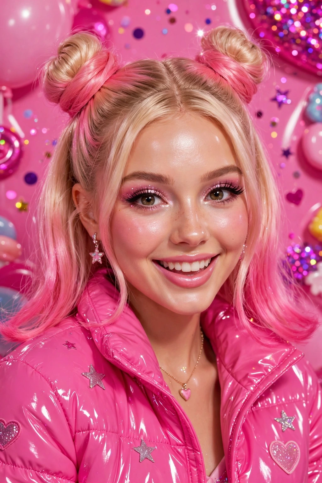Double pink buns