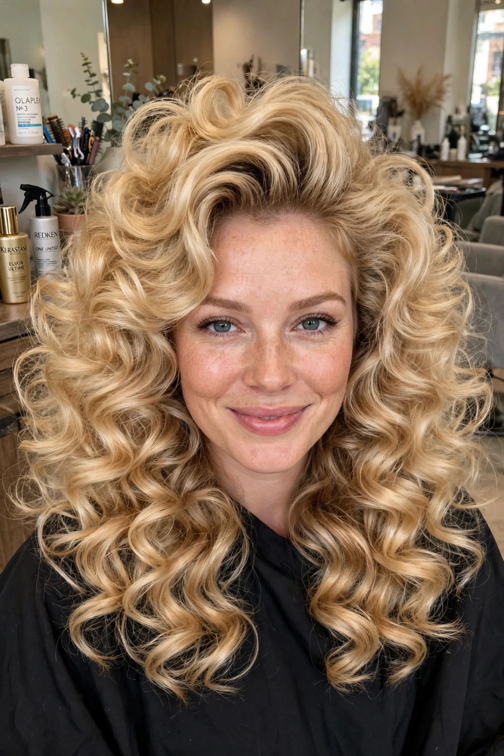 Big bouncy curls blowout