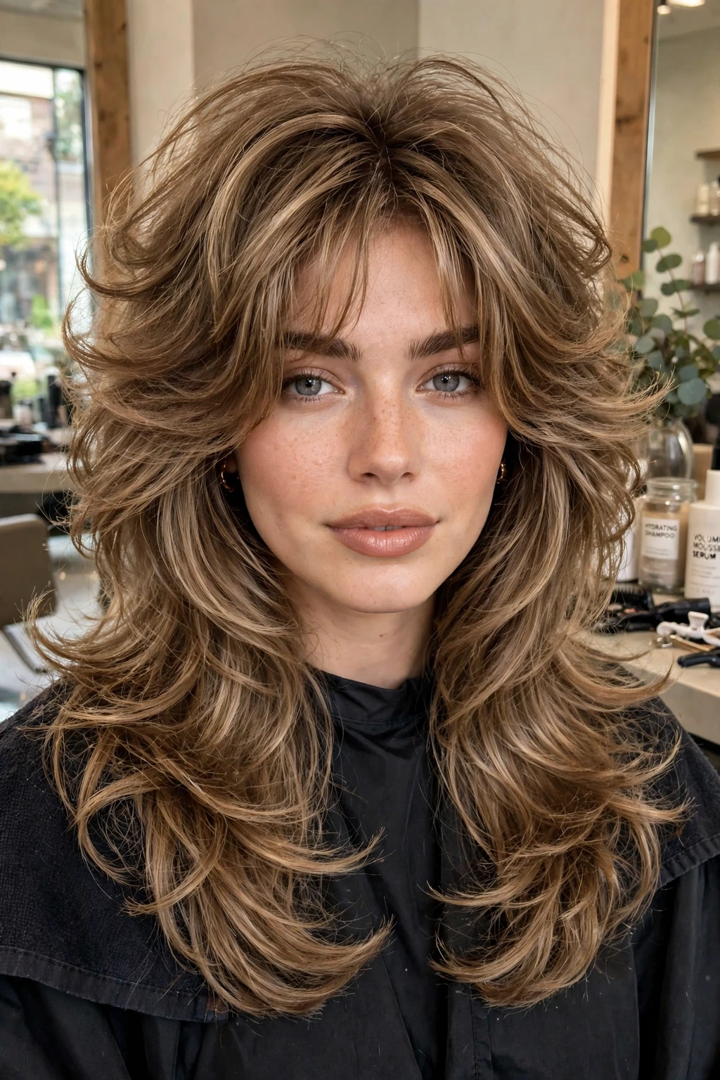 Voluminous butterfly layers hairstyle