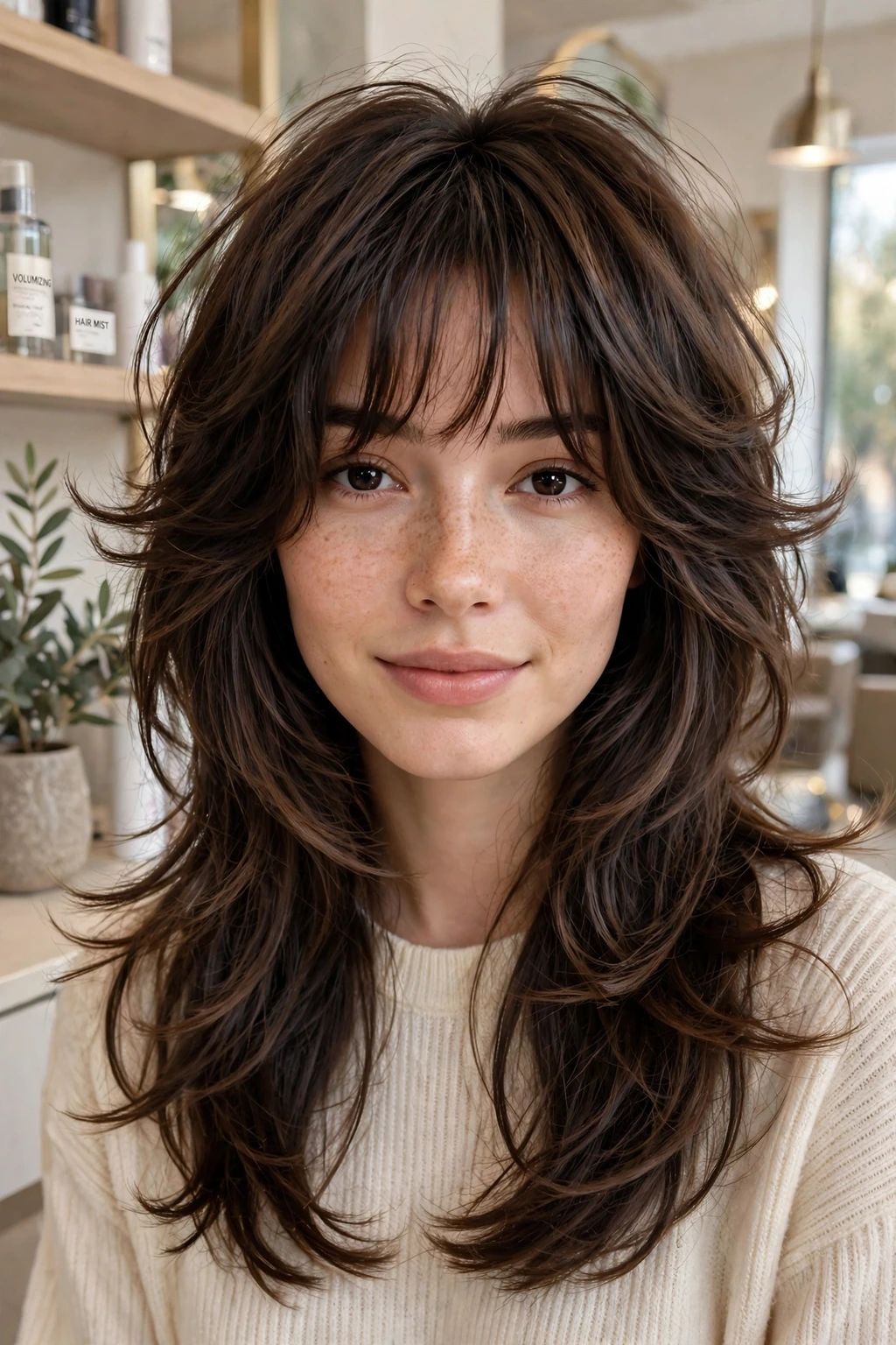 Layered butterfly hair with bangs