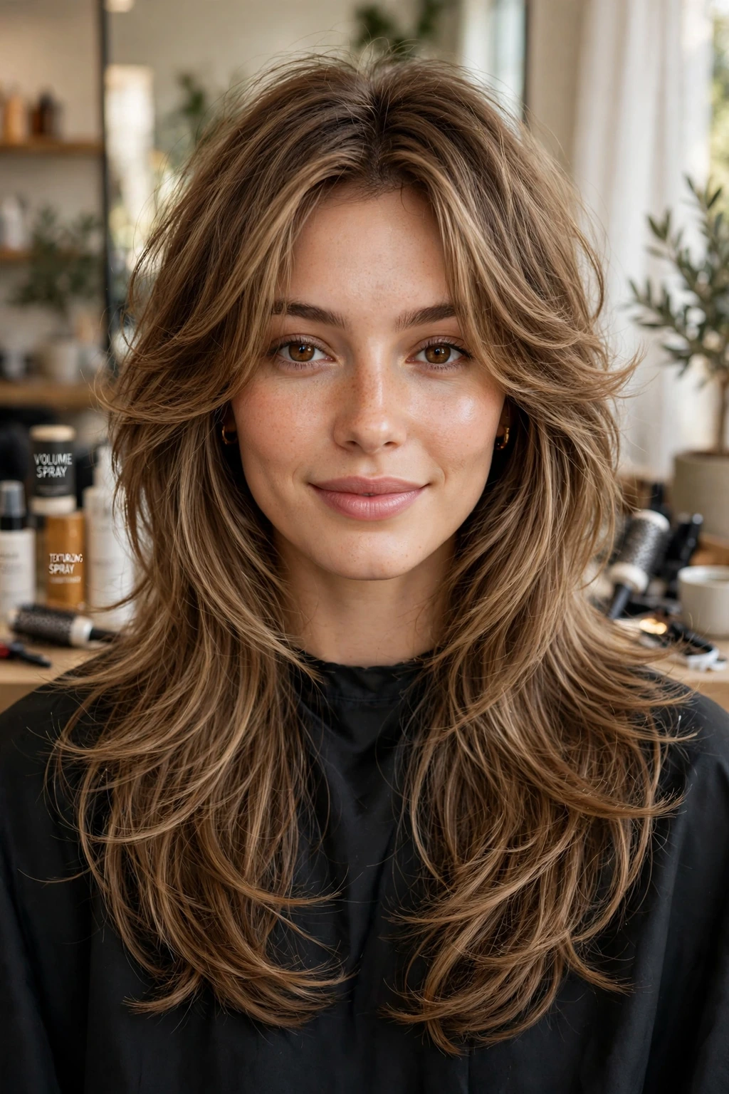 Tousled butterfly layers hairstyle