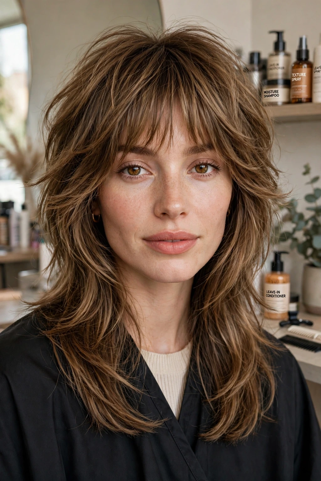 Butterfly shag with bangs haircut