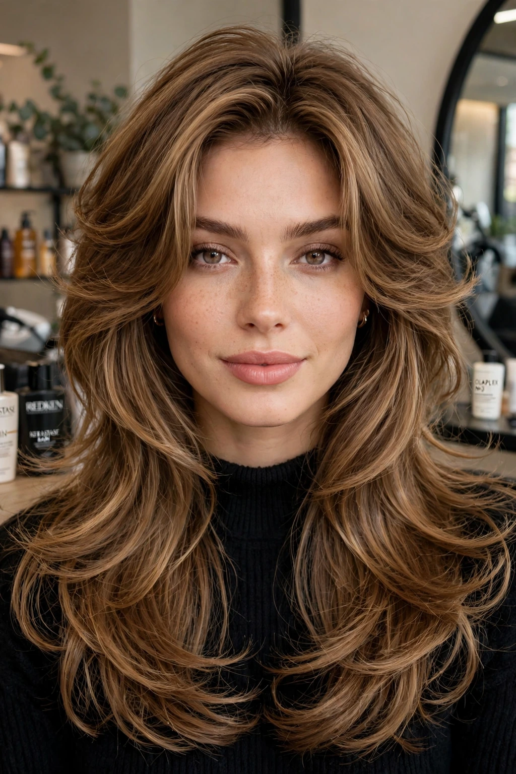 Polished butterfly layers hairstyle