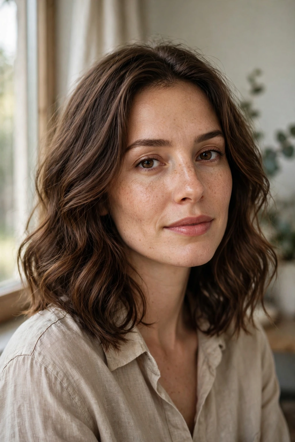 Wavy collarbone length hair