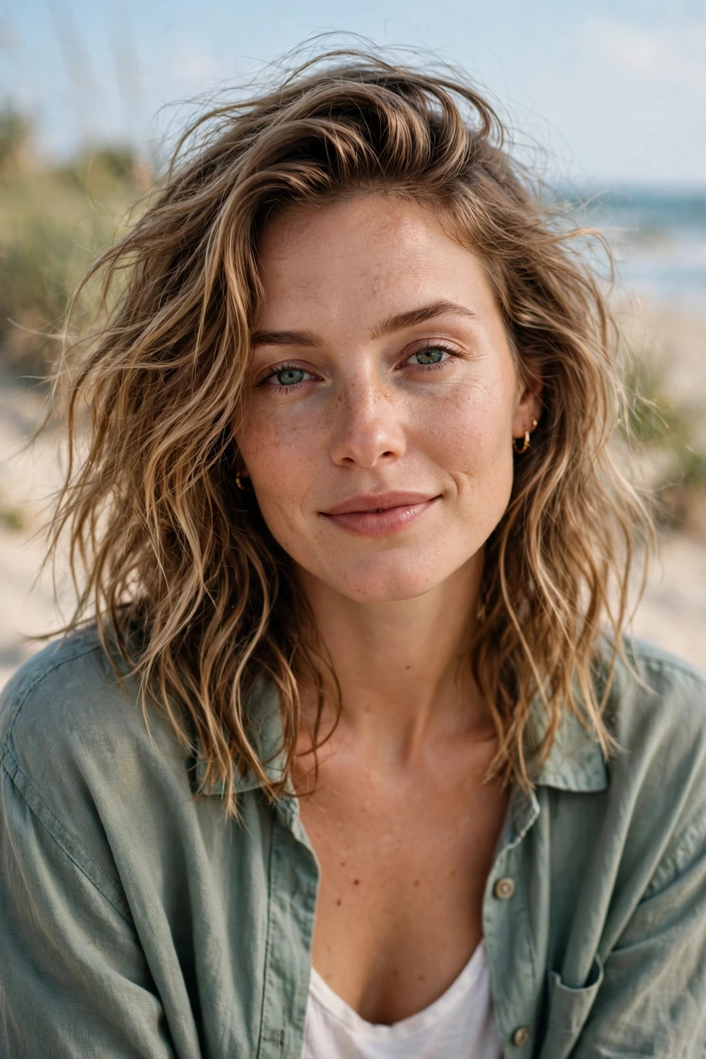 Tousled collarbone waves