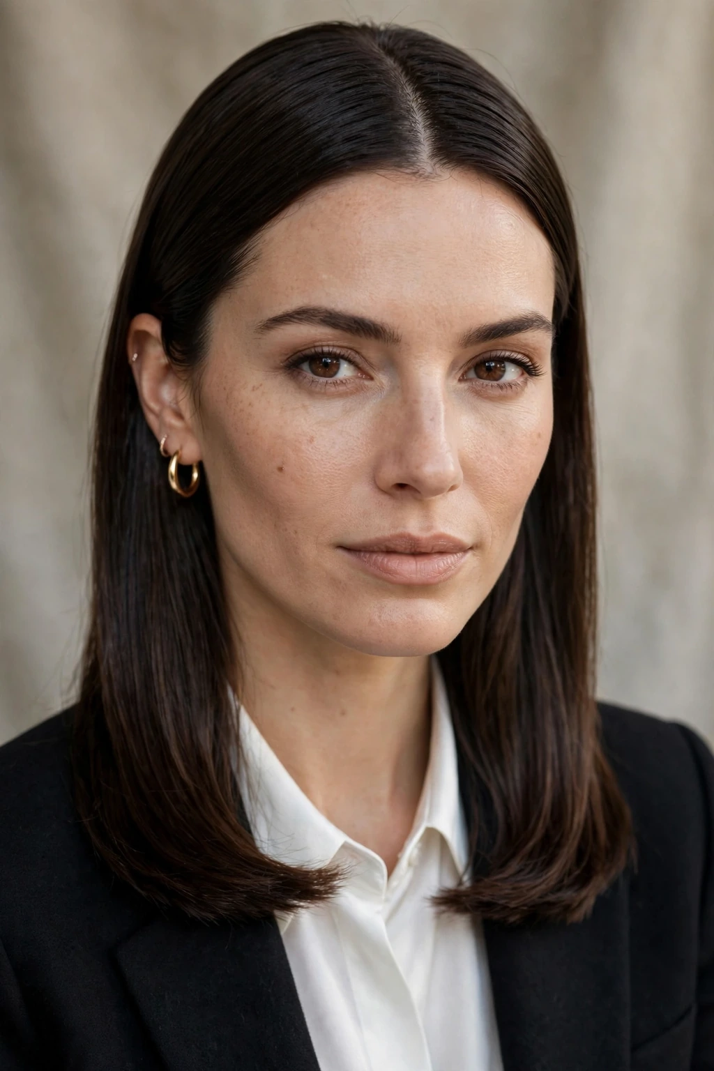 Sleek middle part collarbone hair