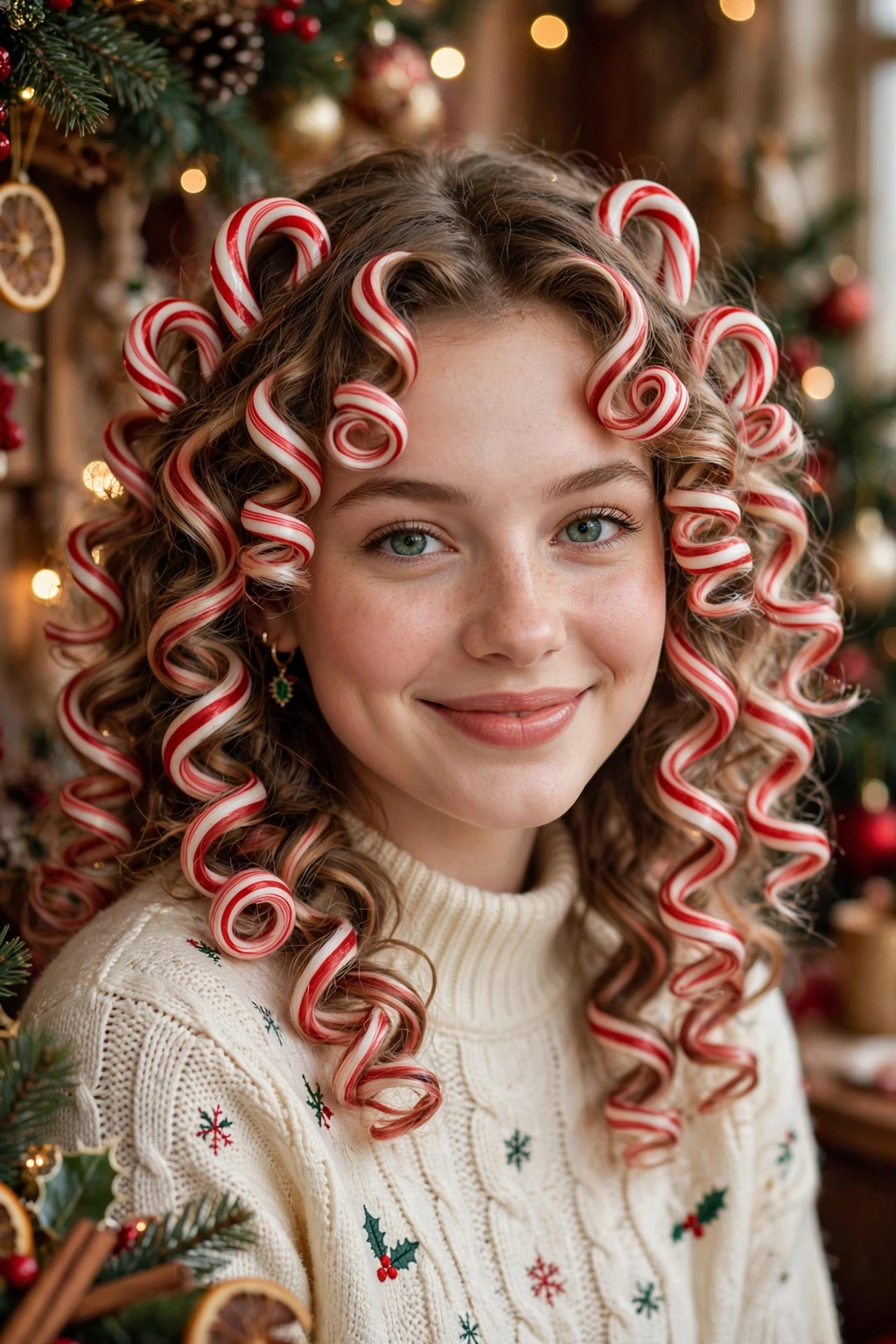 Cute candy cane curls hairstyle