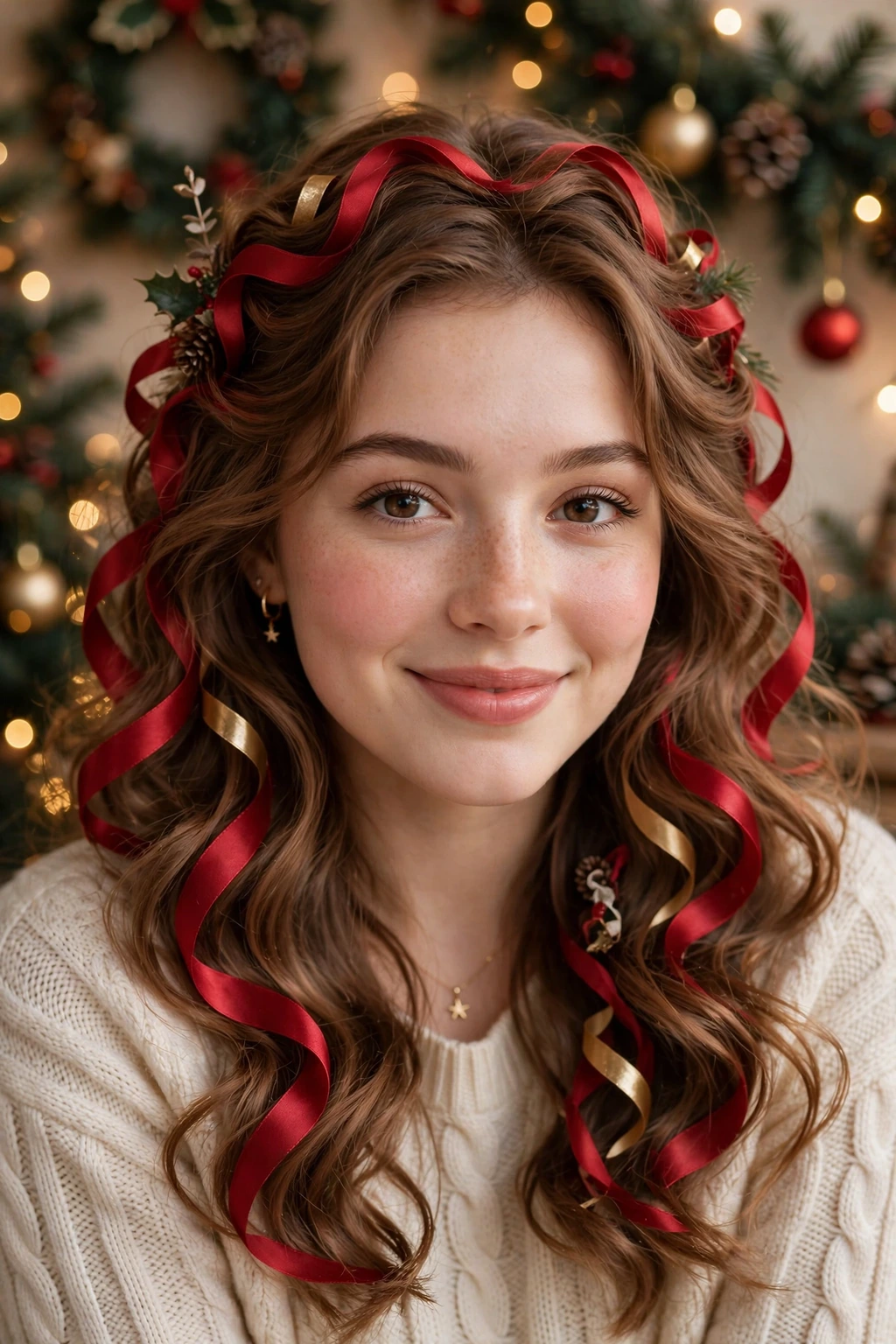 Festive ribbon waves hairstyle