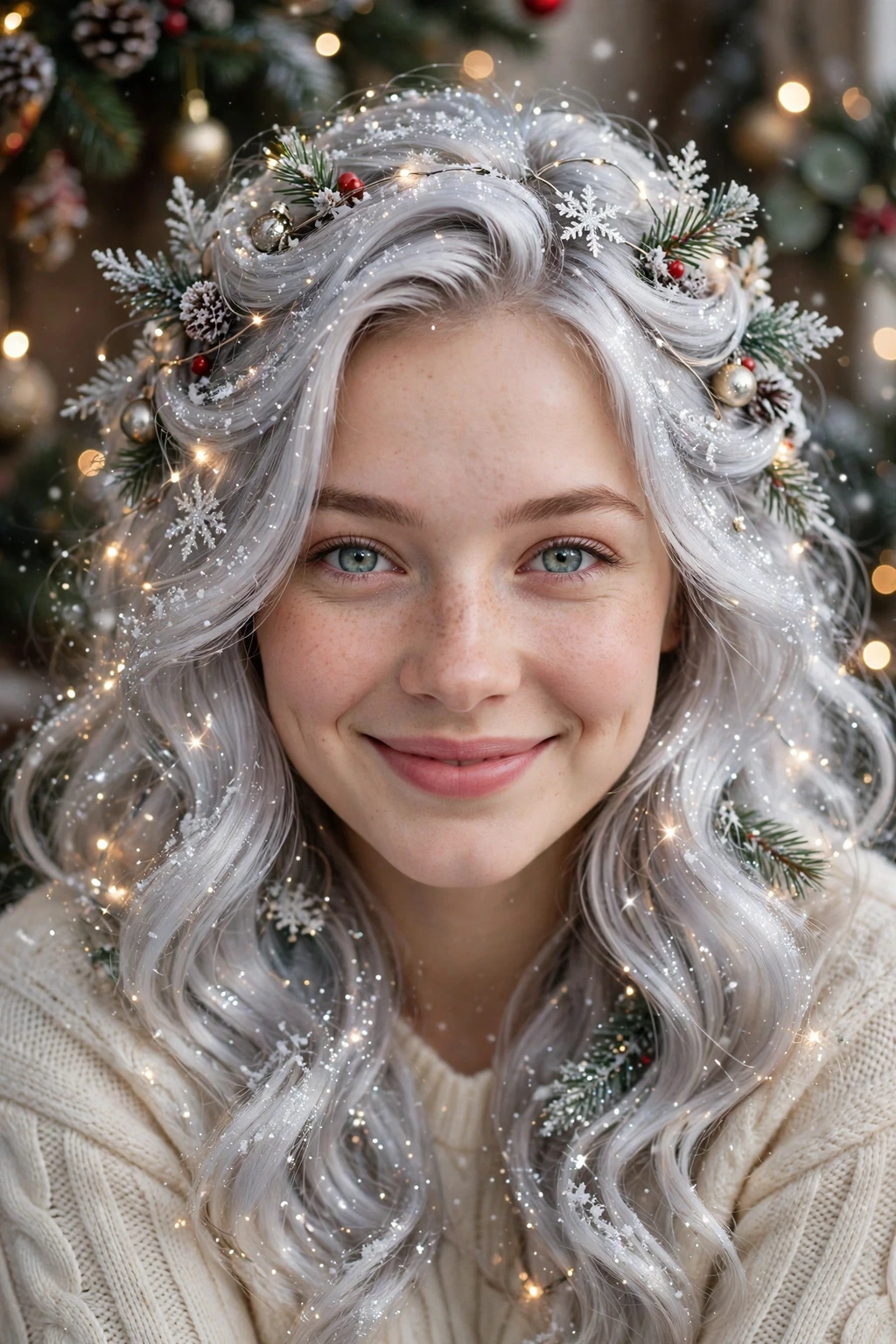 Snowy sparkle waves hairstyle