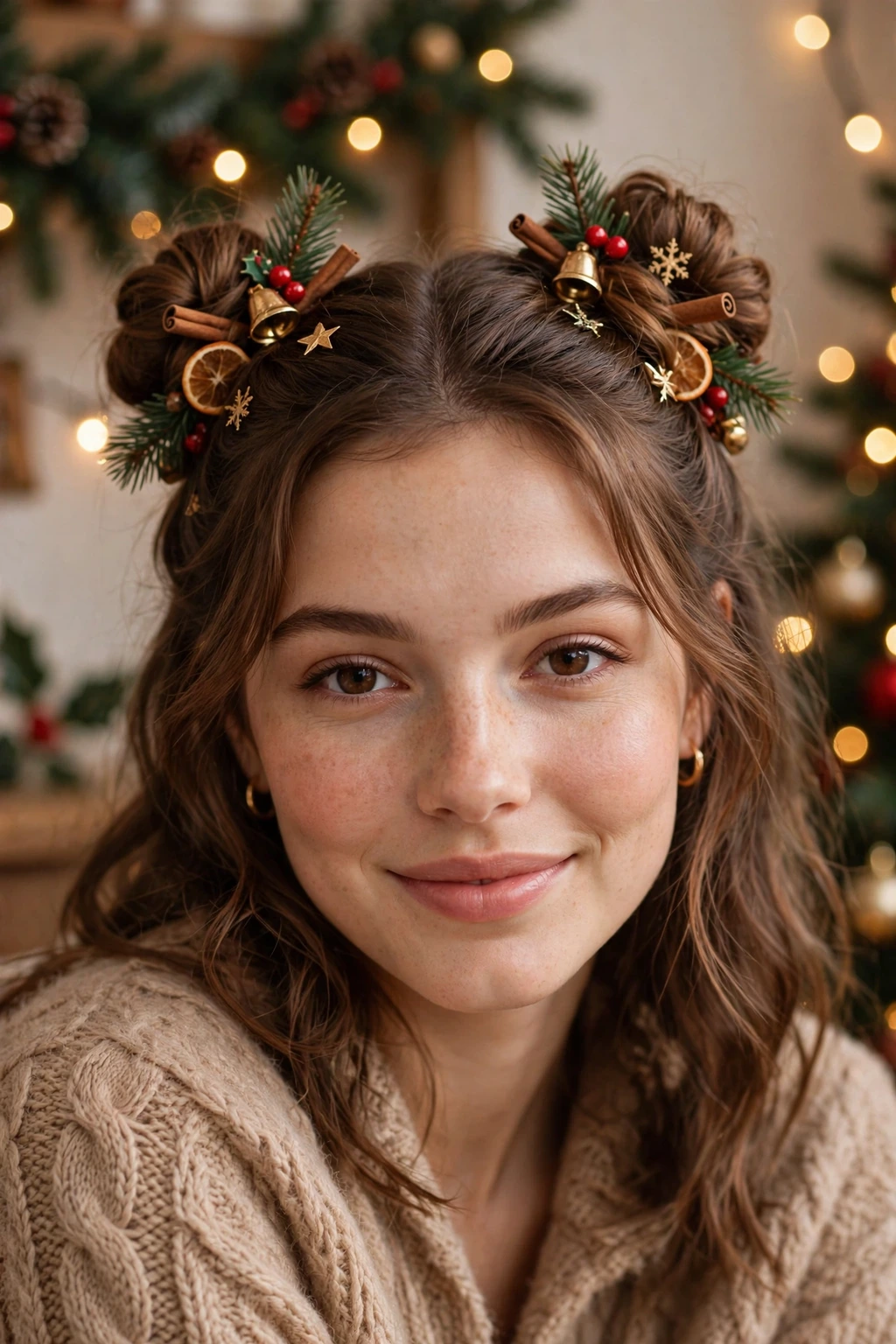 Cozy cocoa buns hairstyle
