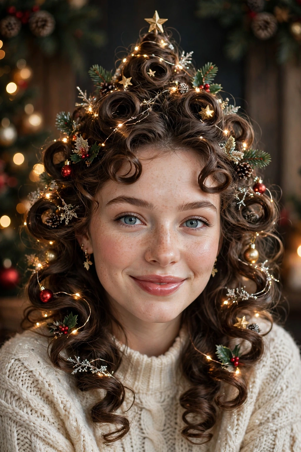 Twinkling tree curls hairstyle