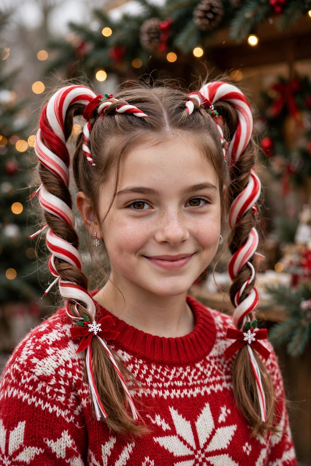 Candy cane twists hairstyle for girls