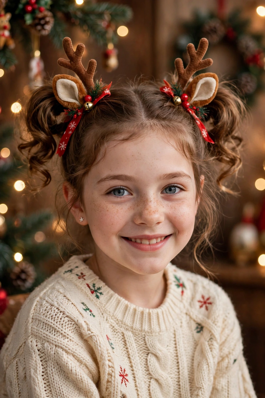 Reindeer pigtails hairstyle for girls