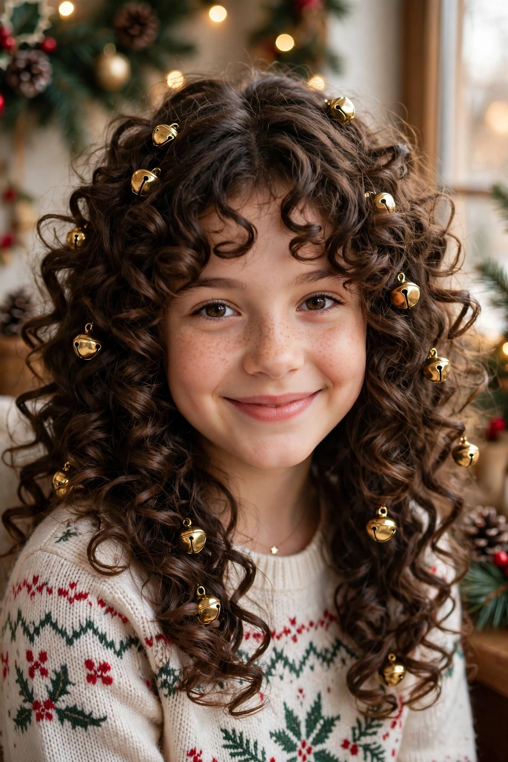 Jingle bell curls hairstyle for girls