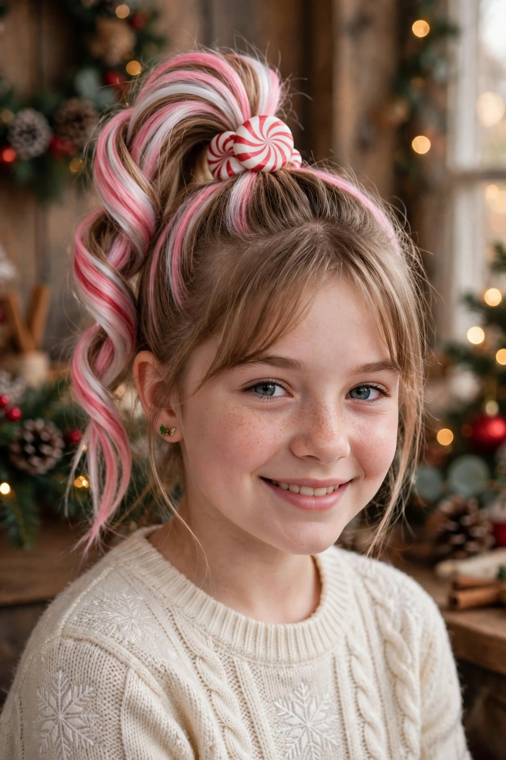 Peppermint ponytail hairstyle for girls