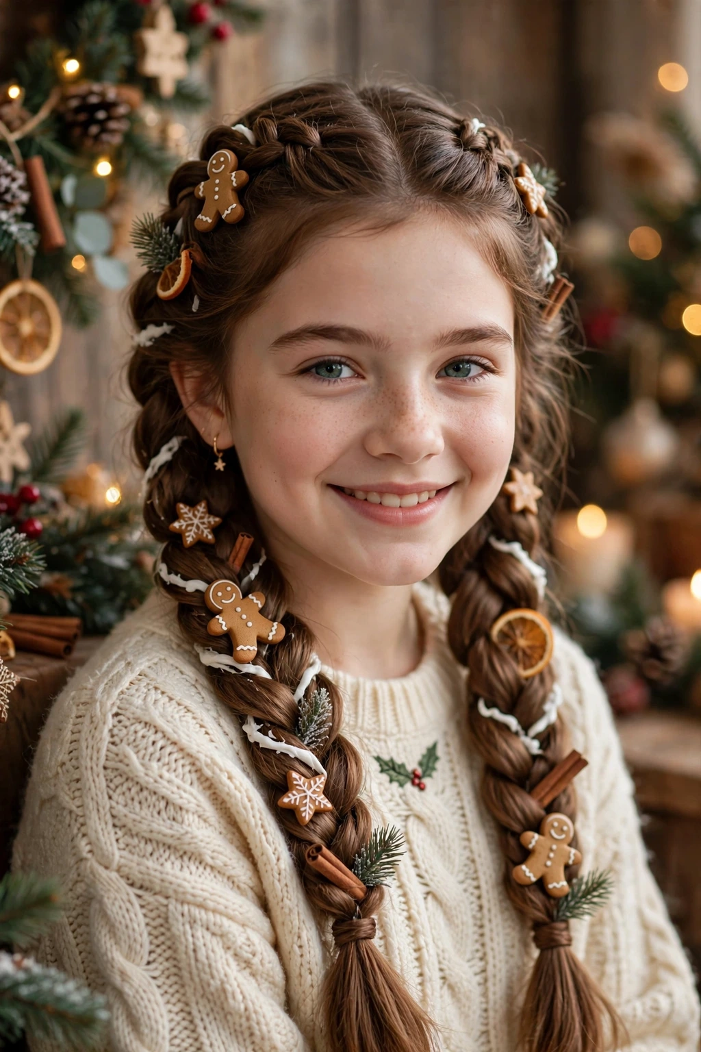 Gingerbread braids hairstyle for girls