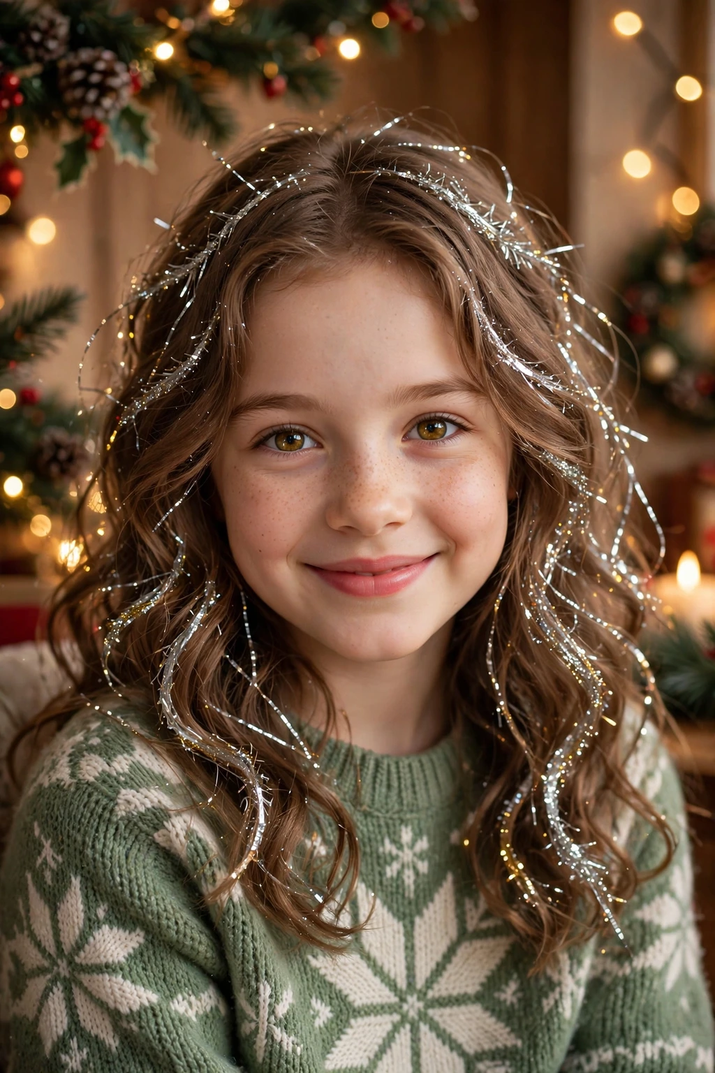 Sparkling tinsel waves hairstyle for girls