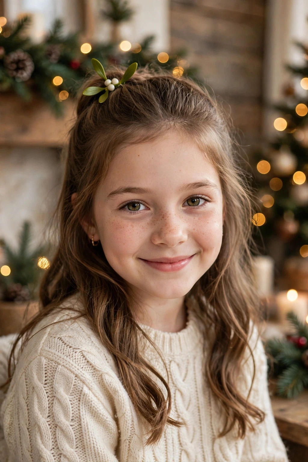 Mistletoe half updo hairstyle for girls