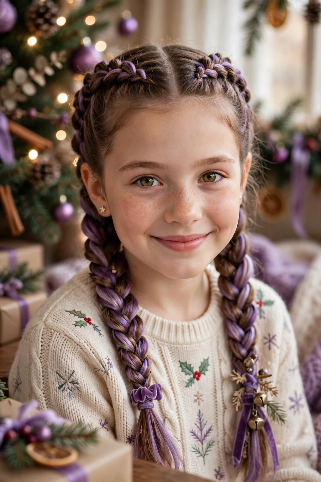 Sugar plum braids hairstyle for girls