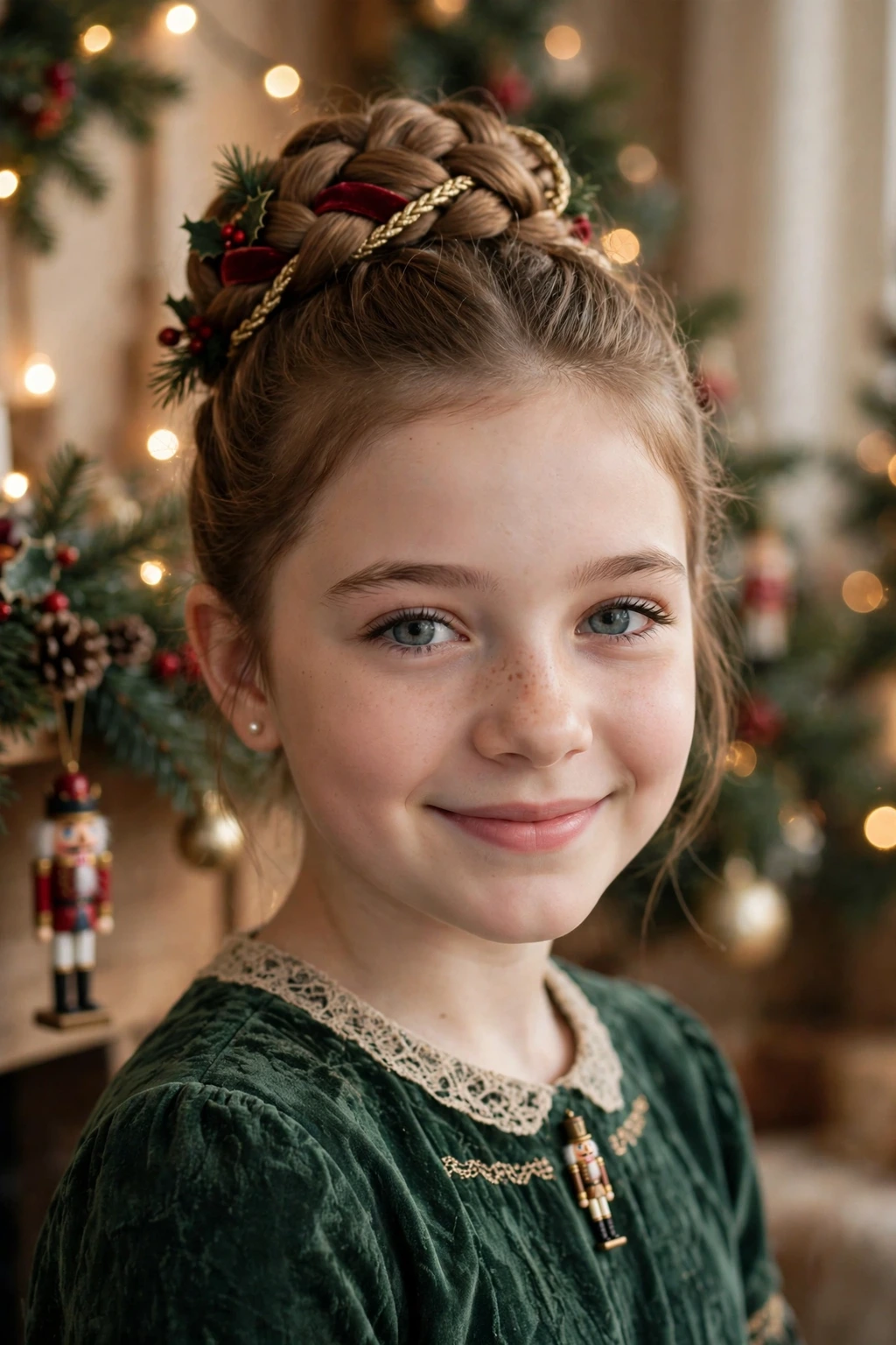Nutcracker braid bun hairstyle for girls
