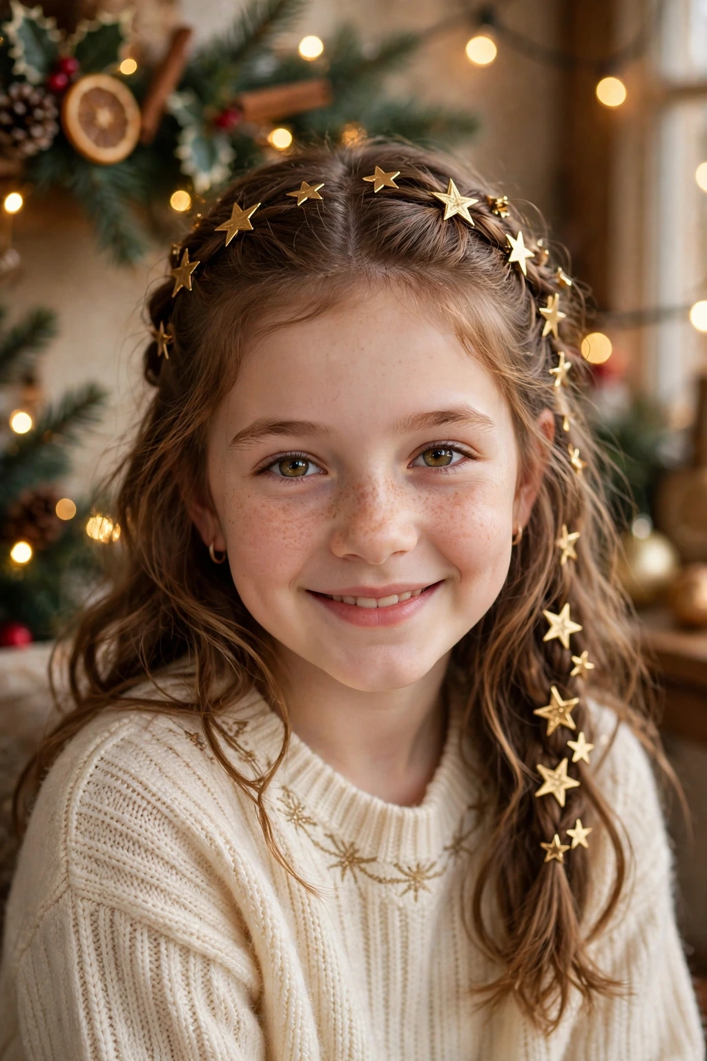 Golden star hairstyle for girls