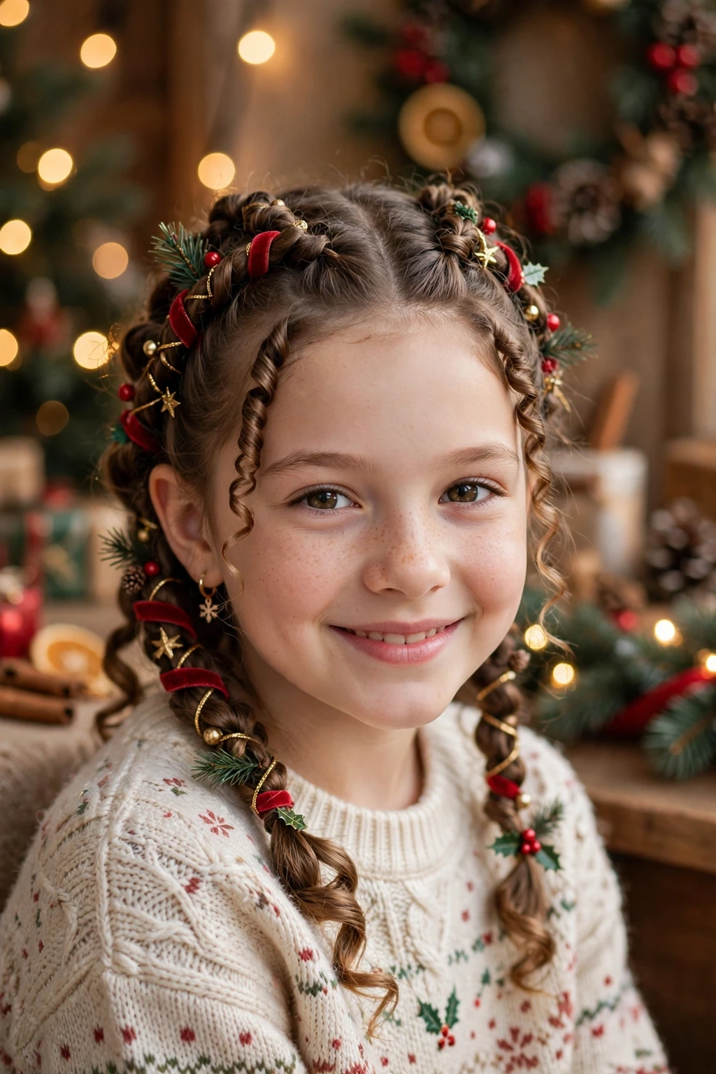 Sweet holiday twists hairstyle for girls